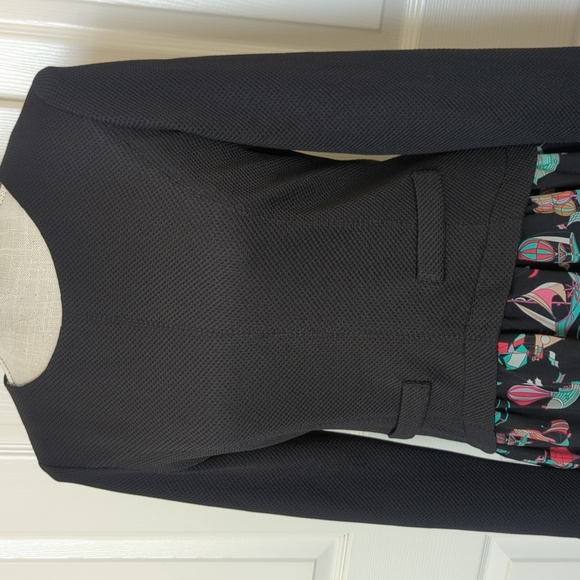 Veeko Black Long Sleeve Dress with Colorful Balloon Print Skirt - Picture 2 of 9